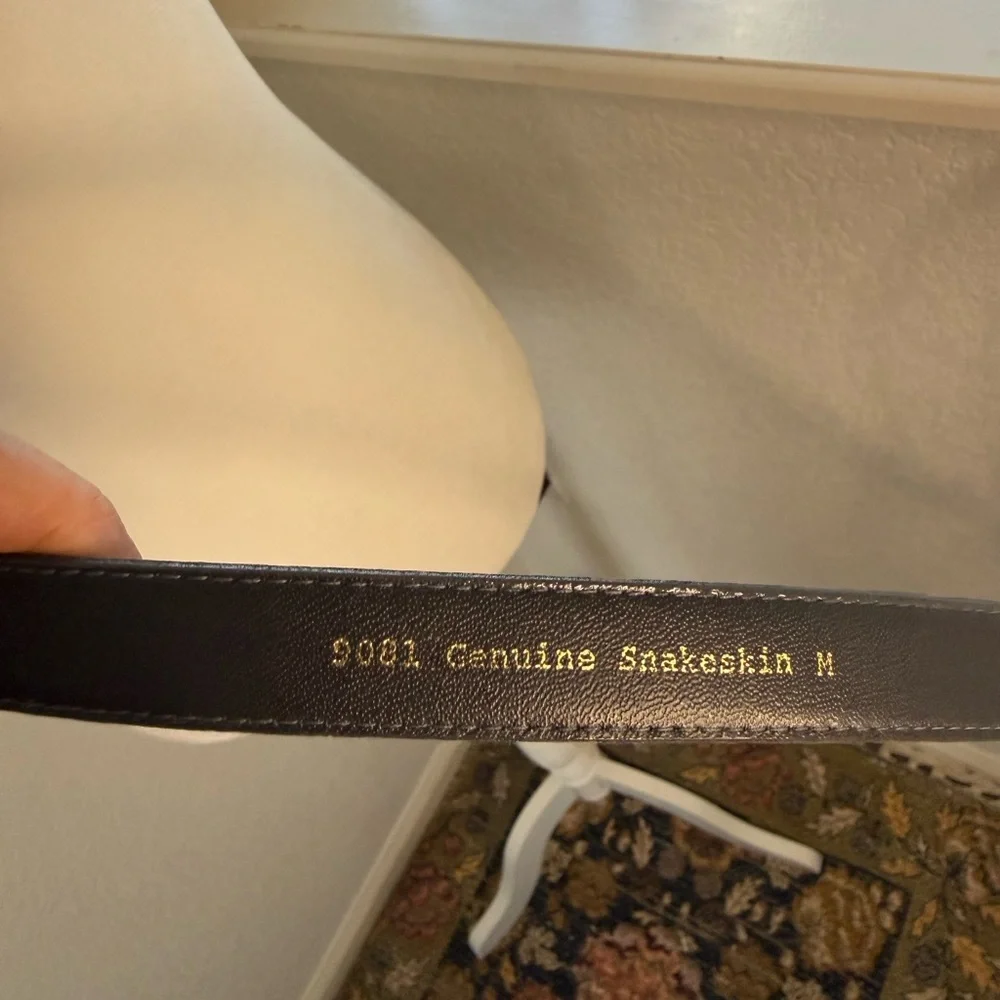 Genuine Snakeskin Belt with Gold Buckle